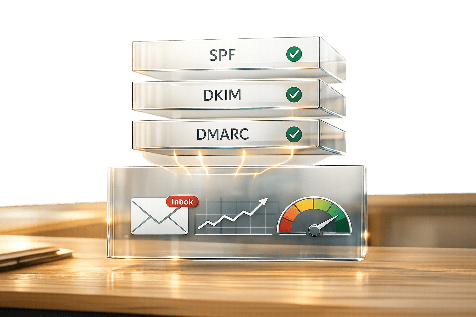Email API integration dashboard showing real-time deliverability metrics and authentication status for improved sender reputation
