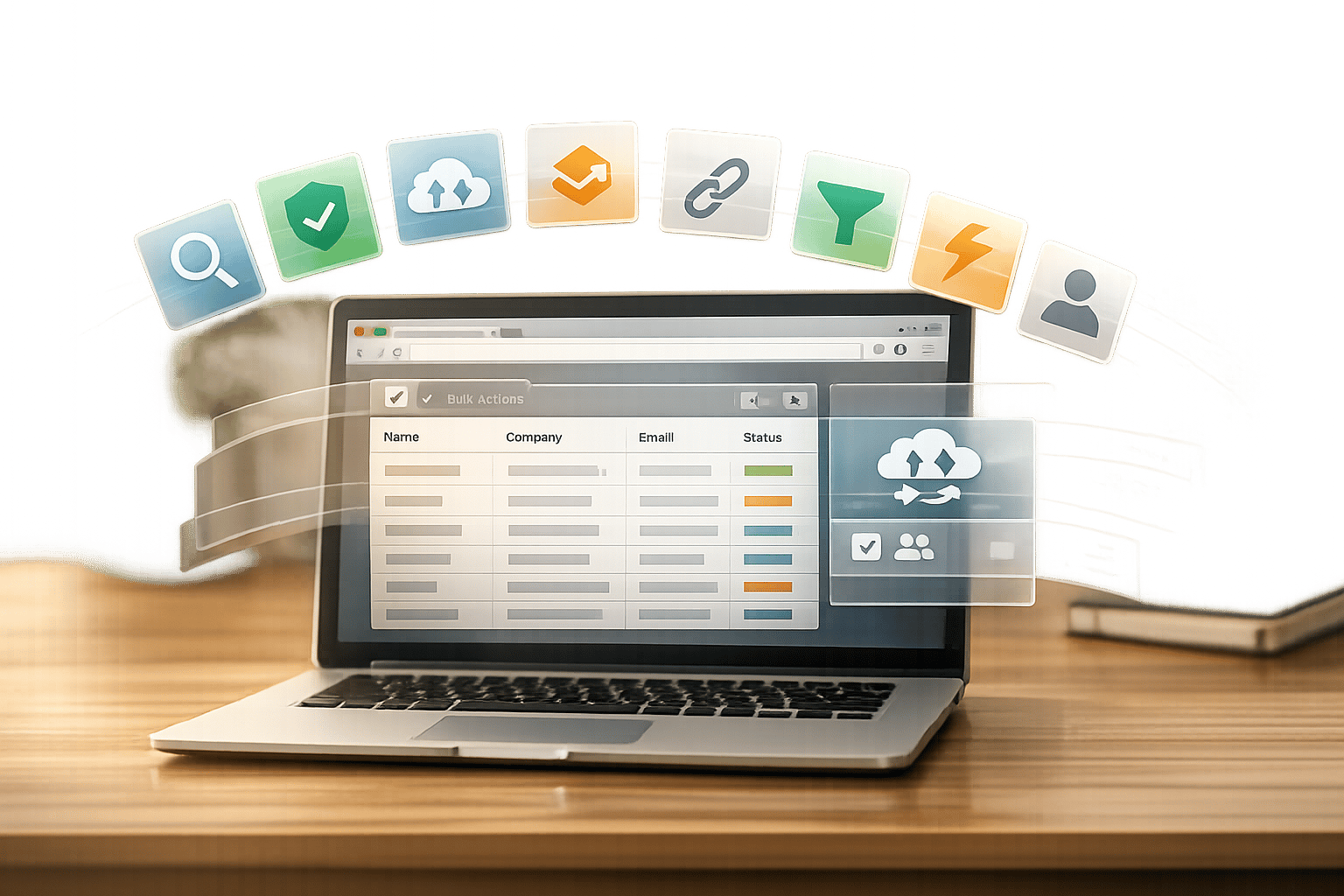 Sales professional using Chrome browser extensions to build and organize prospect lists for lead generation campaigns