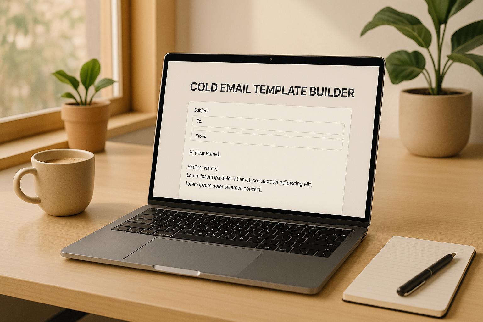 Professional using a cold email template builder to create personalized outreach messages for sales and networking success