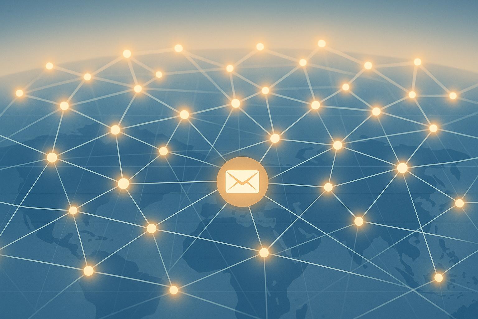 DNS records including MX, SPF, and DKIM propagating across global nameservers affecting email delivery routes