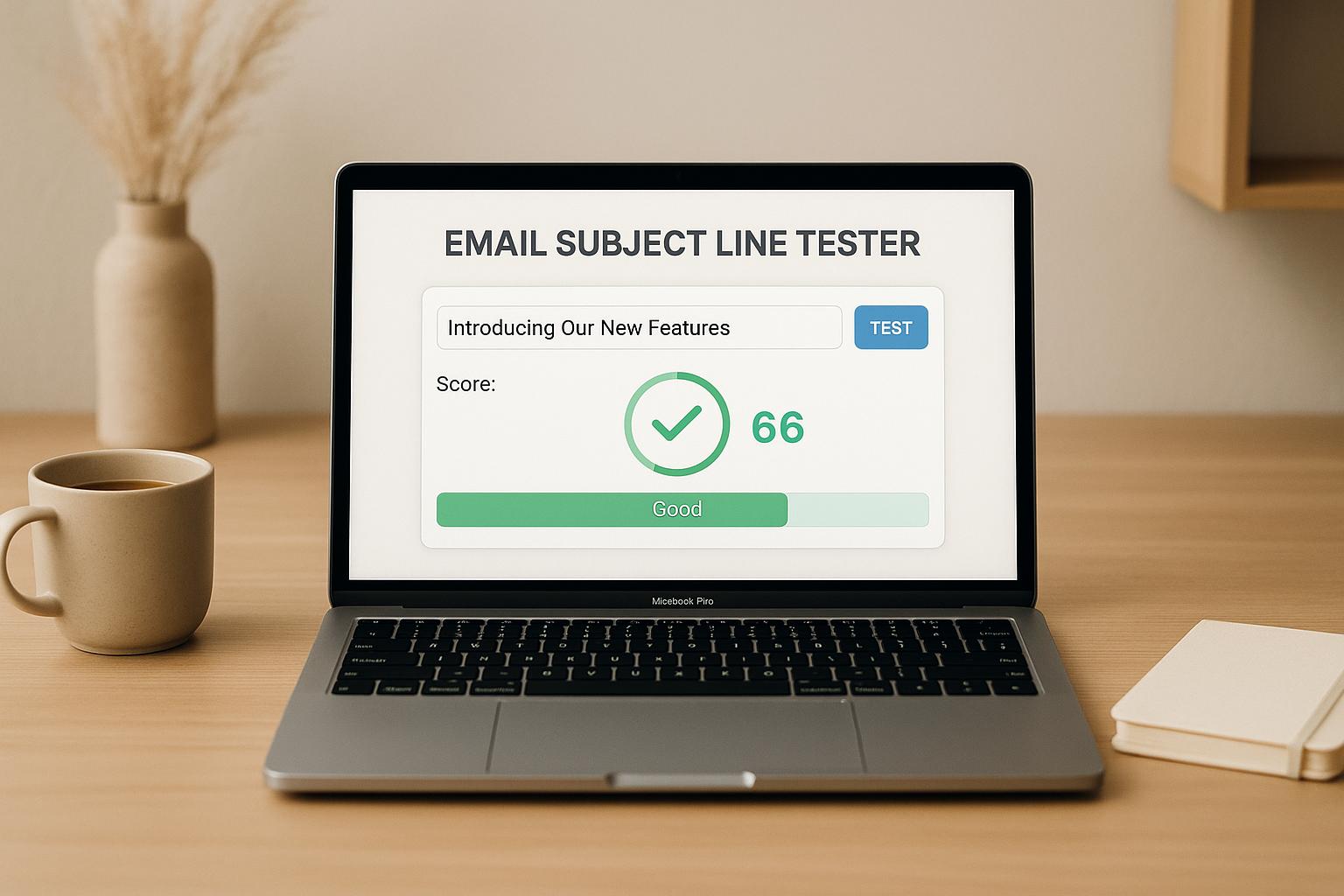 Marketing professional testing email subject lines on laptop to improve campaign open rates and engagement metrics