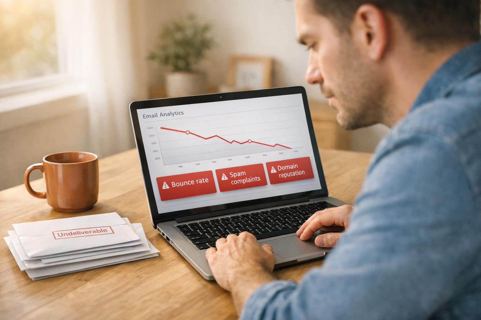 Email marketing professional reviewing prospect lists to improve deliverability and sender reputation metrics
