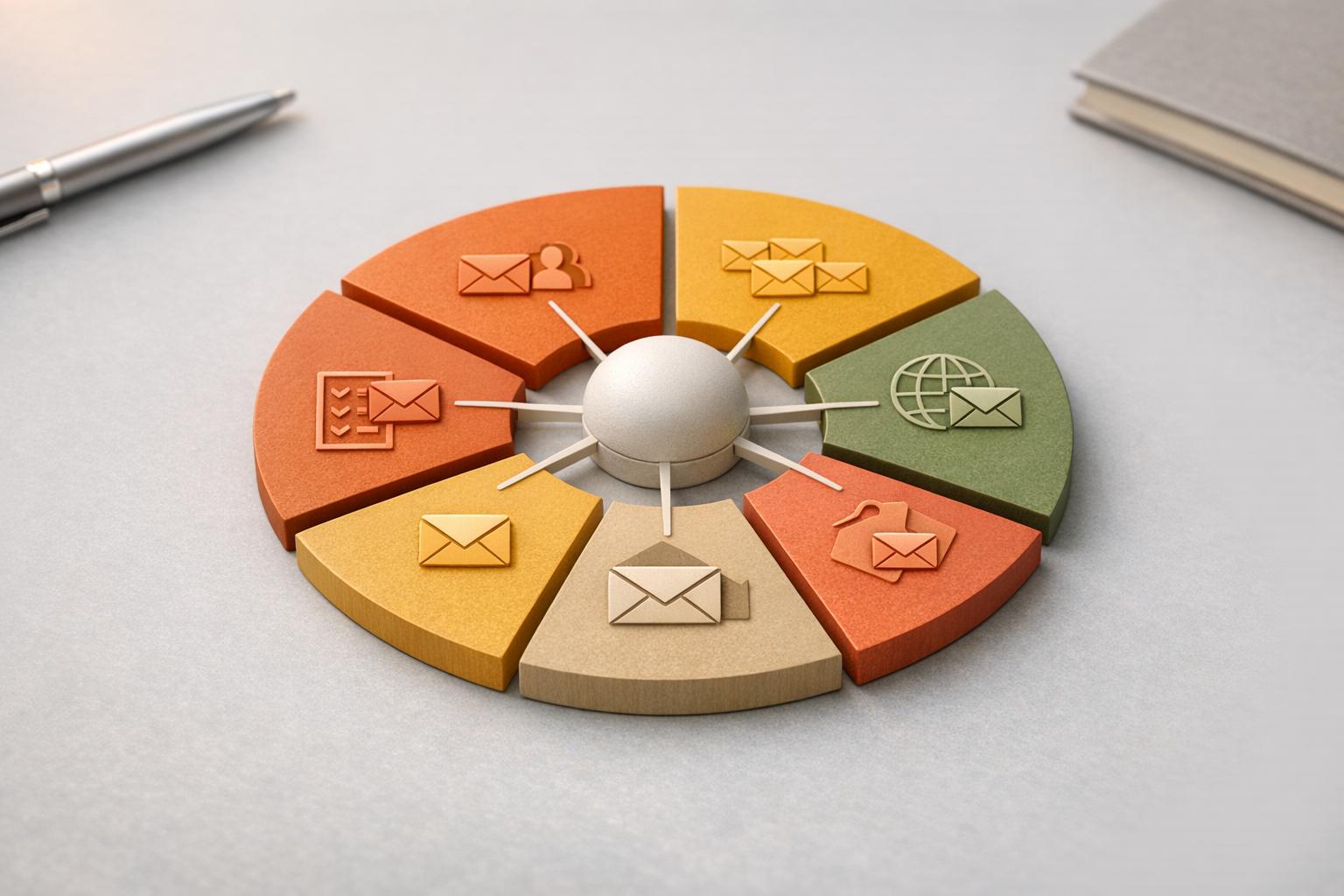 Business professional analyzing customer data on laptop to segment email lists for targeted cold outreach campaigns