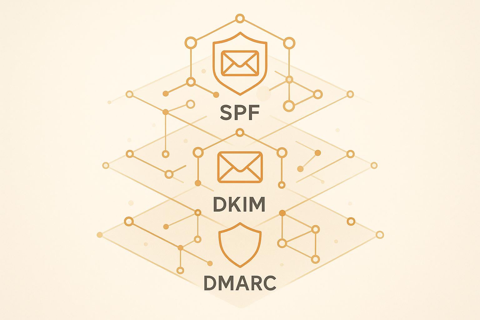 Email authentication setup screen showing SPF DKIM DMARC configuration for Google Workspace domain security