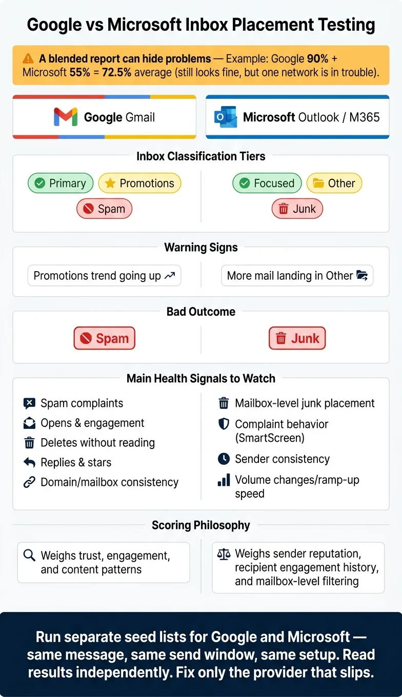 Google vs Microsoft Inbox Placement: Key Differences at a Glance